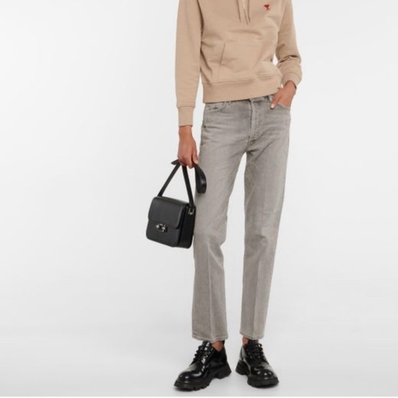 GOLDSIGN Gray Benefit High Rise Relaxed Straight Leg Jeans - Picture 1 of 10